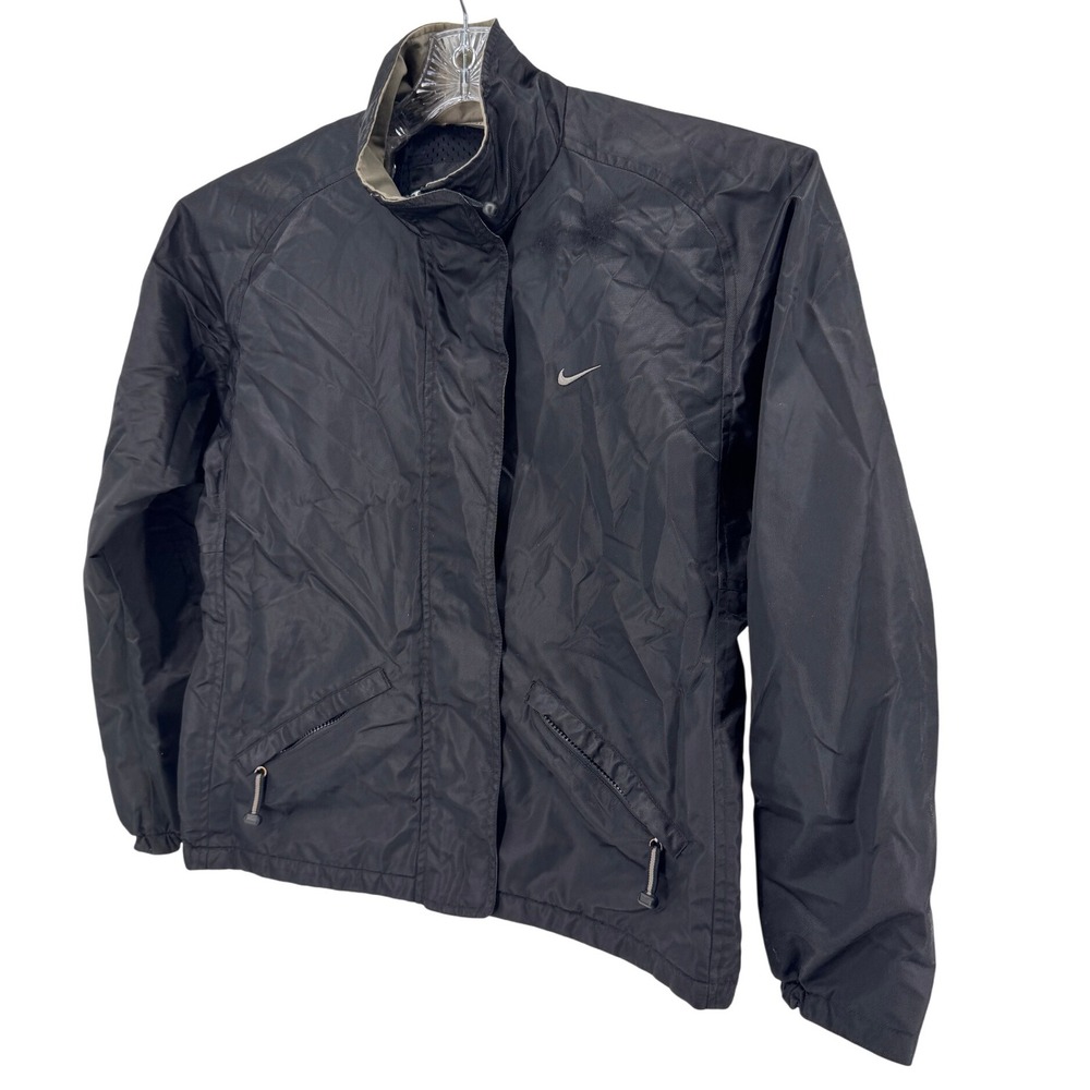 Vintage Nike Full Zip Jacket L Y2K Vented Swoosh Black Athletic Casual Outerwear